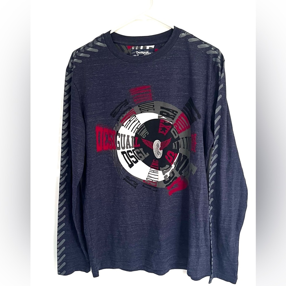 Desigual Men's Graphic Long Sleeve Pullover Shirt